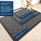 Olanly Front Door Mat Outside Entrance 29.5X17, Absorbent, Heavy Duty Sturdy Natural Rubber Doormat Indoor Outdoor, Stain And Fade Resistant, Non-Slip Backing Low Profile Floor Mat For Entryway, Grey