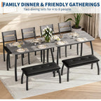 Idealhouse 43'' Dining Table Set For 4, Wooden Kitchen Table With Upholstered Bench & 2 Cushion Chairs, Industrial Dinette Set For Studio, Kitchen, Dining Room, Apartment, Gray