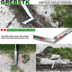 Crack Weeder Crevice Weeding Stainless Steel Sharp Lightweight Tool | Razor-Sharp Rust-Resistant L-Shaped Blade, Solid Beech Wood Non-Slip Handle, For Patio Cracks, Driveway Gaps, Walkway Edging