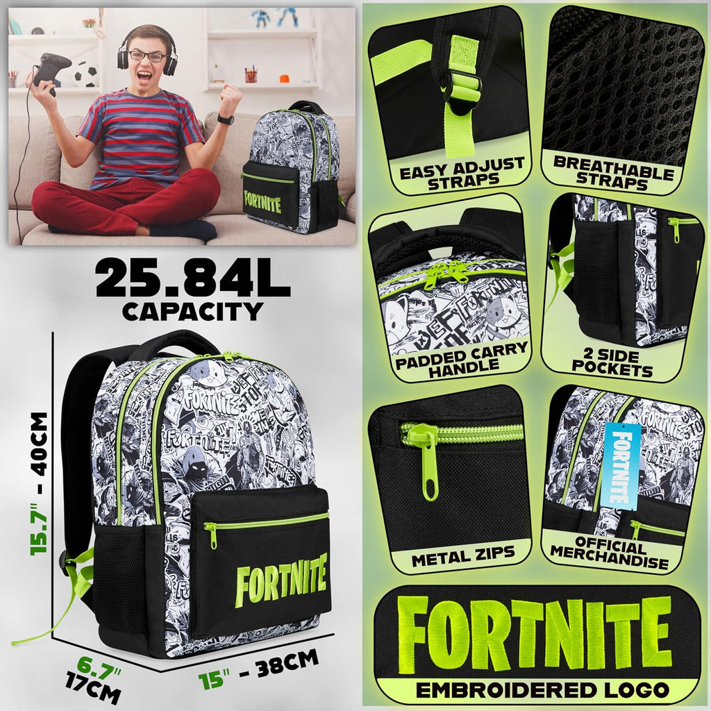 Fortnite Backpack For Kids Teens School Bookbag Travel Bag Rucksack For Vacation Sports Gifts For Kids (Black Aop)