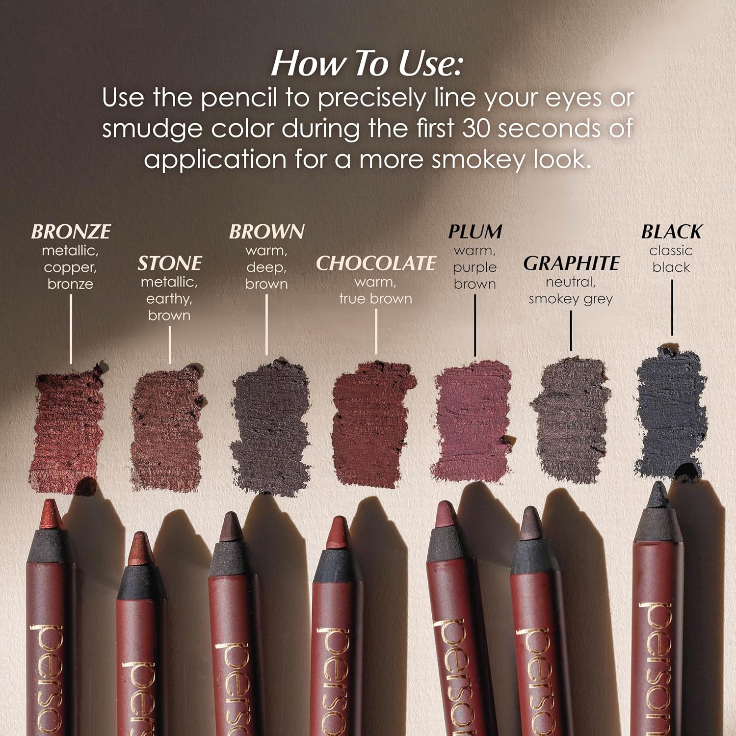 Persona 24Hr Chocolate Waterproof Eyeliner Pencil | Creamy, Smudgeable Pencil For Lash Line & Waterline | All-Day To All-Night Wear | Vegan, Cruelty-Free, Paraben-Free | Made In Usa