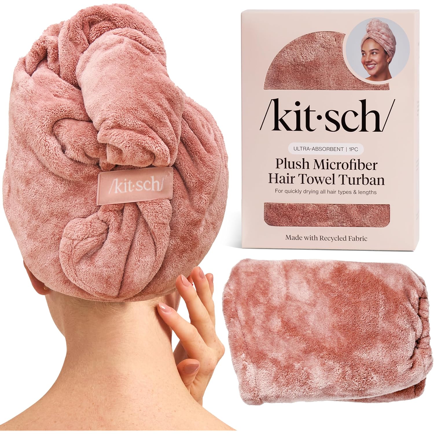 Kitsch Plush Microfiber Hair Towel Wrap For Women – Ultra Absorbent Microfiber Bath Towels For Wet, Curly, Long Or Short Hair – Anti-Frizz Hair Wrap, Great Hair Care Gifts For Women