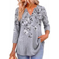 Zeagoo Womens 3/4 Length Sleeve Tops V Neck Tunic Casual Dressy Blouse Floral Printed Shirts