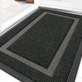 Olanly Front Door Mat Indoor Outdoor Entrance, Waterproof All-Season, All-Weather Doormat, Sturdy Natural Rubber, Fade Resistant, Low Profile, Easy Clean Patio Porch Entryway Mat, 29.5X17, Black