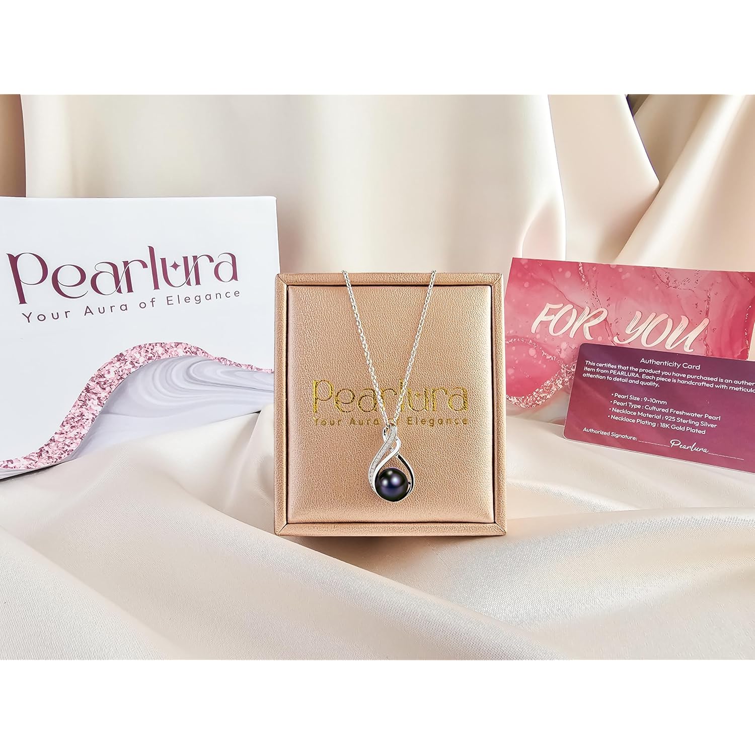 AAA+ 9mm Natural Black pearl necklace for women - Real pearl necklaces for women (18k gold platted 925 sterling Silver)