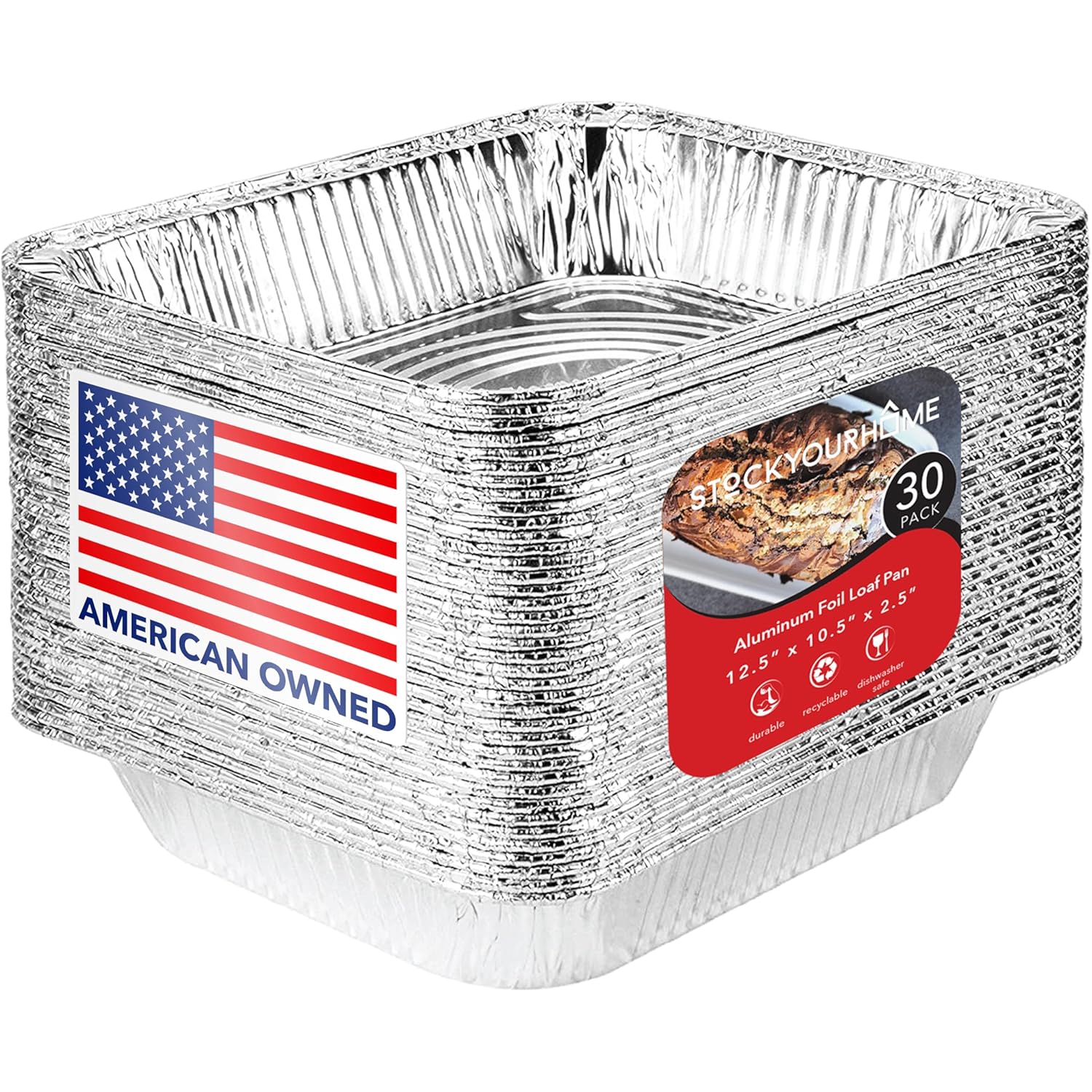 Stock Your Home Aluminum Pans 9x13 Disposable Foil Pans (30 Pack) - Half Size Steam Table Deep Trays - Tin Foil Pans Great for Cooking, Heating, Storing, Prepping Food