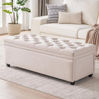 Mangodan Storage Ottoman Bench, Tufted Ottoman With Storage For Living Room, Large Modern Entryway Benchs