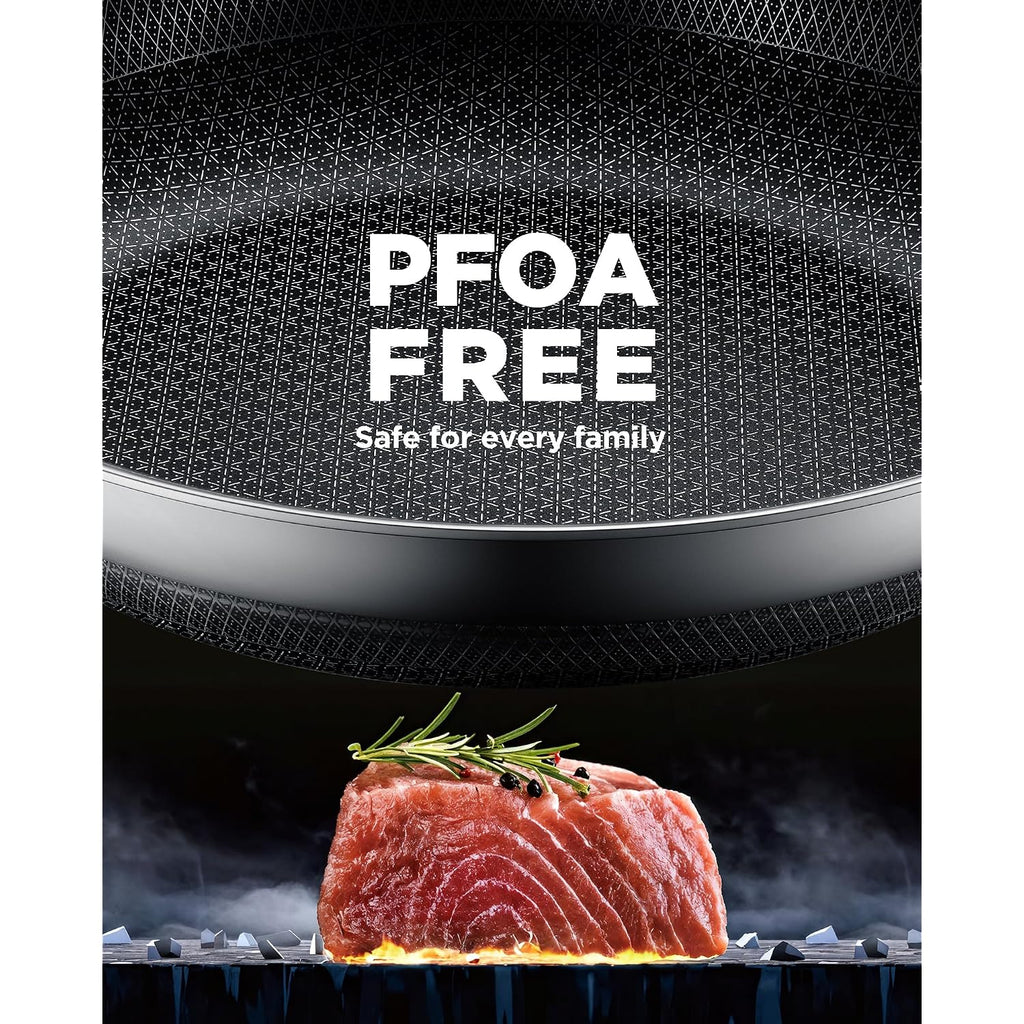 Non Stick Frying Pans, 12-Inch With Lid, Hybrid Frying Pans Nonstick,Non Stick Skillets Stainless Steel, Dishwasher & Oven-Safe, Induction Compatible Cooking Pan, Pfoa Free Saucier Cookware
