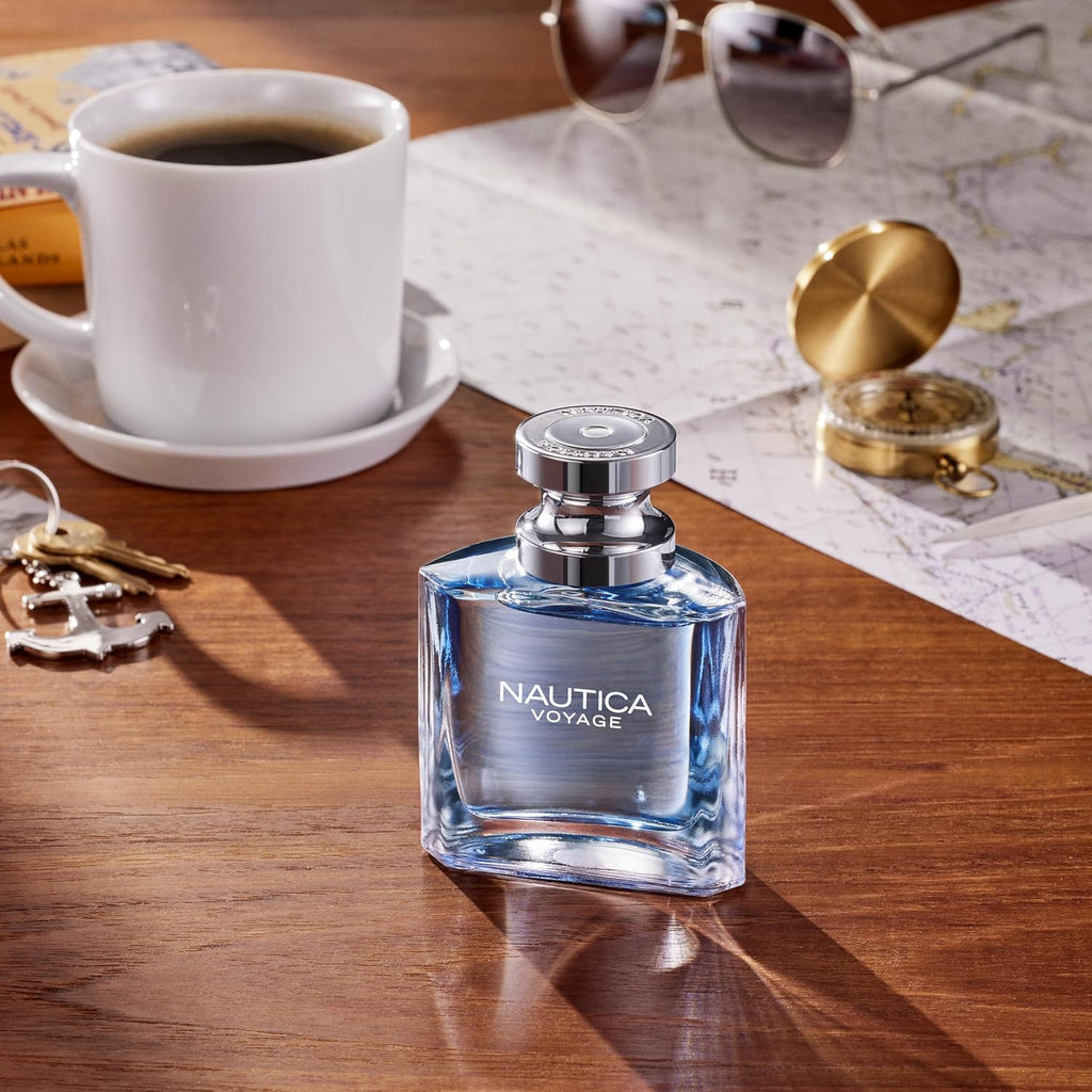 Nautica Voyage Eau De Toilette, Cologne And Fragrance For Men, Fresh, Romantic, Fruity Scent Woody, Aquatic Notes Of Apple, Water Lotus, Cedarwood, And Musk Ideal Day Wear, Long Lasting 6.7Fl Oz