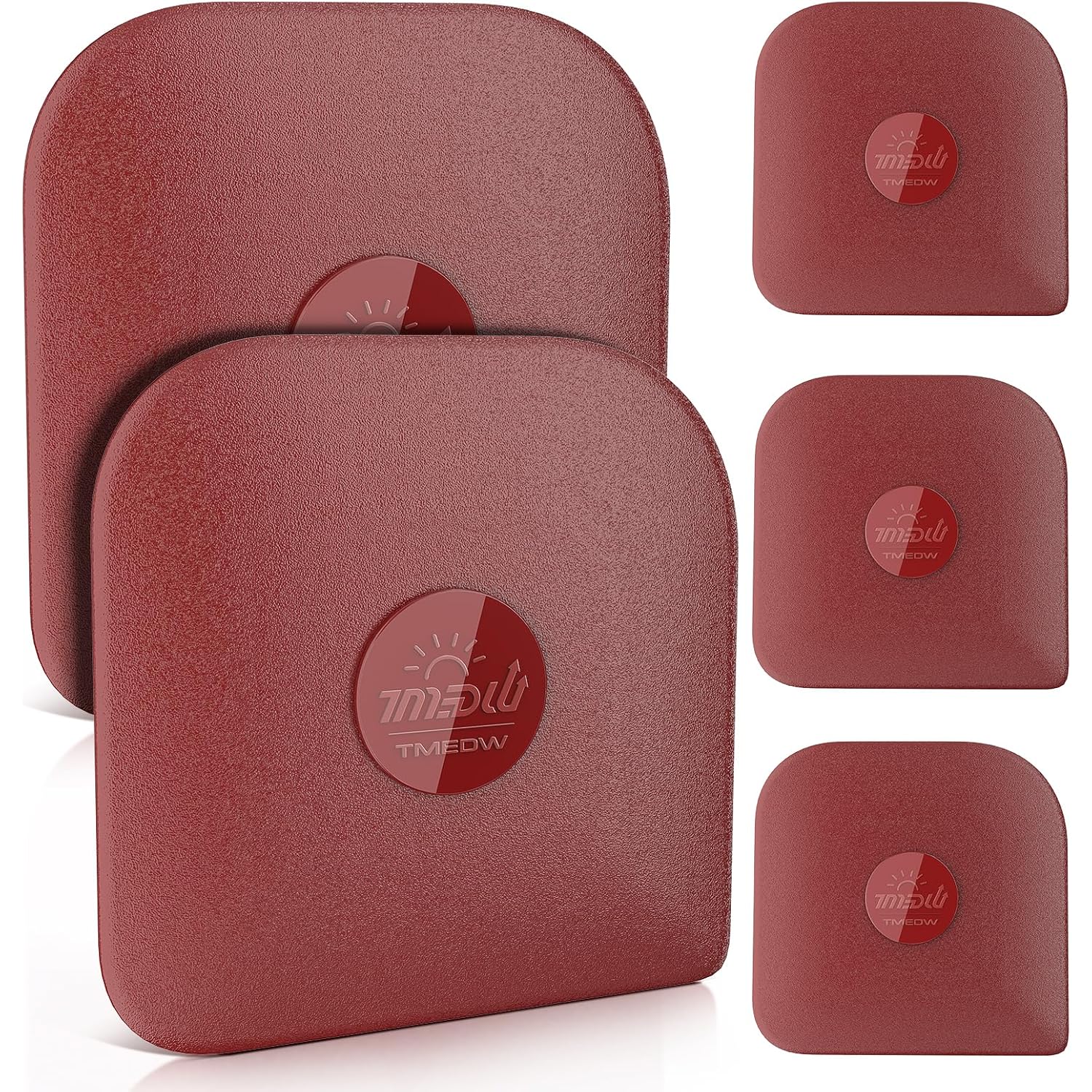 TMEDW Pan Scraper, 5 Pcs Pot Scraper, Pan Scraper Plastic, Multifunctional Scraper Tool for Kitchen, Non-Slip, Food Safe, High Heat Resistant-Red