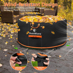 [Upgraded 1000D Heavy Duty Fabric] 48 Inch Fire Pit Cover Round For 46”- 48” Fire Pit/Tables, Waterproof Tear & Fade Resistant Firepit Cover With Buckle, Drawstring, Air Vent (48”D X 24”H, Black)