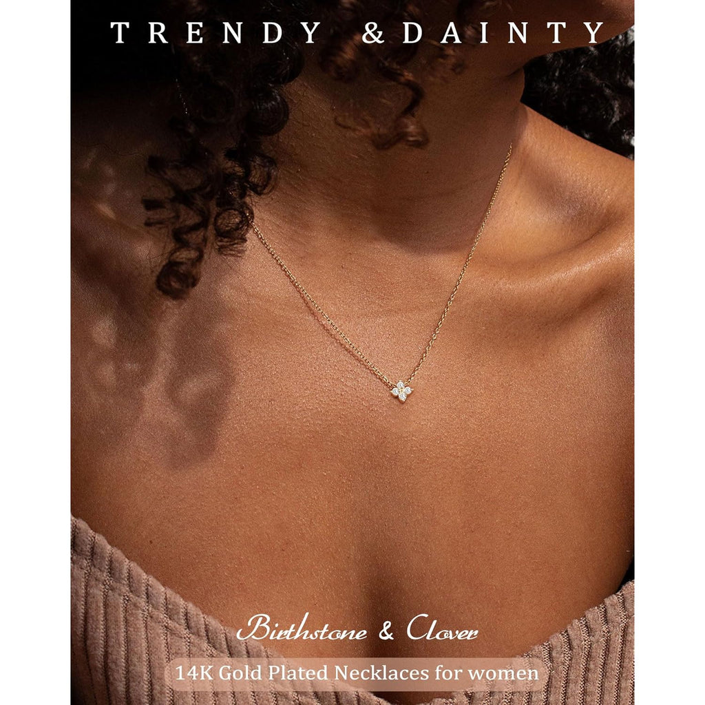 ZHESHY Birthstone Gold Necklaces for Women Dainty Non Tarnish 14K Gold Plated Diamond Necklace Cubic Zirconia Pendant Necklaces Women Gold Trendy Jewelry Bridesmaid Birthday Christmas Mothers Day Gifts