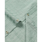 Lucmatton Men'S Vintage Bohemian Short Sleeve Button Down Shirt Casual Regular Fit Striped Textured Summer Beach Tops
