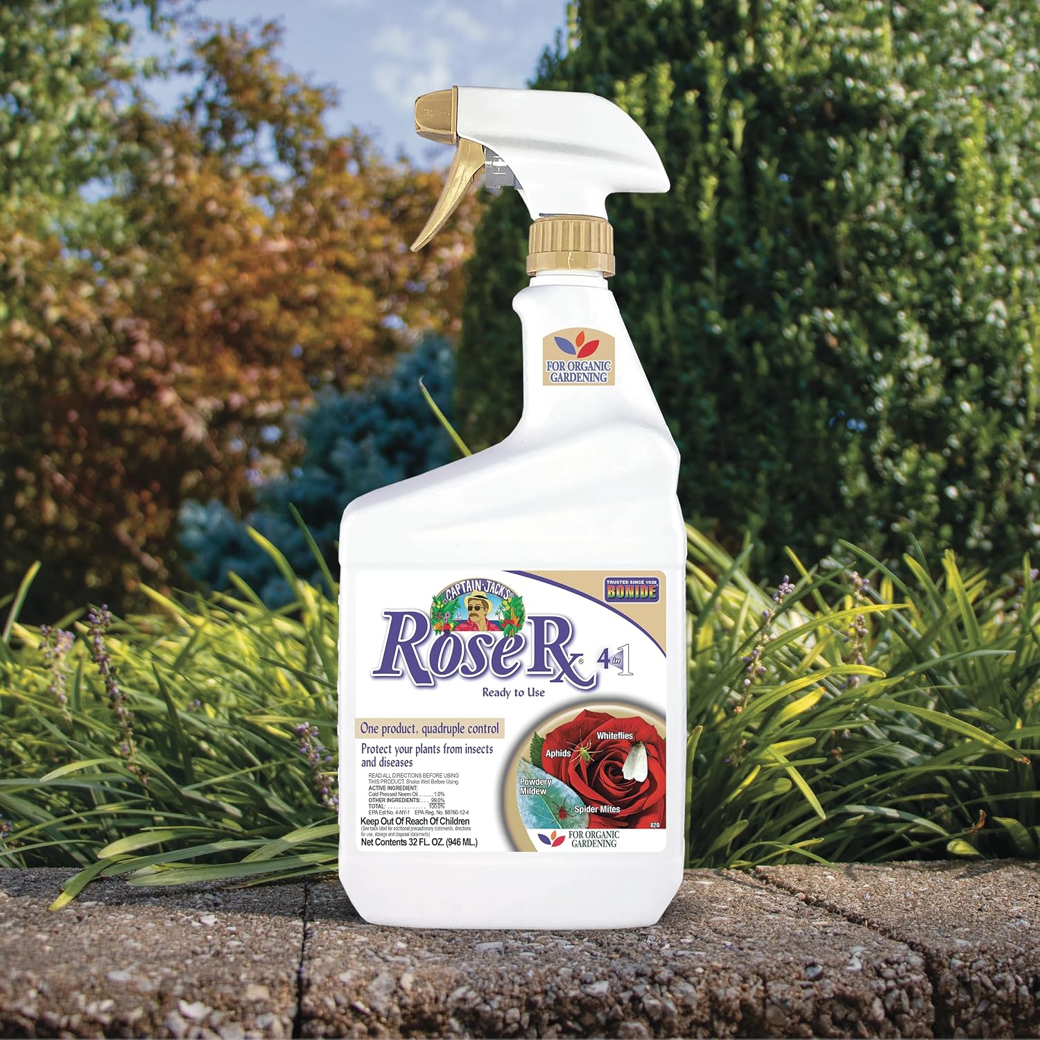 Bonide Captain Jack'S Rose Rx 4-In-1 Insect & Disease Control, 32 Oz Ready-To-Use Spray Neem Oil For Organic Gardening | Ready-To-Use Spray Neem Oil For Organic Gardening