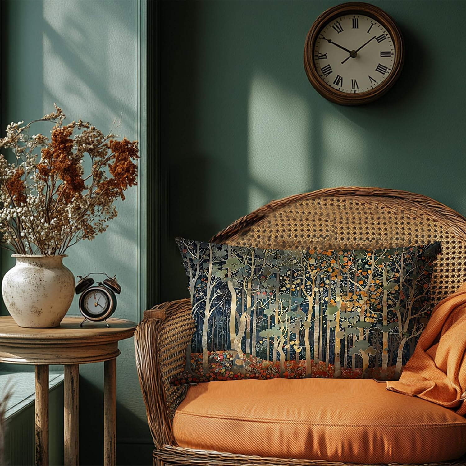 Rustic Autumn Forest Pillow Covers 20x12 Double-Sided, Fall Home Room Decor, Vintage Botanical Nature William Morris Inspired Decorative Throw Pillow Covers for Home Bedroom Living Room
