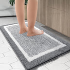 Olanly Small Bathroom Rugs 24X16, Extra Soft And Absorbent Microfiber Bath Rugs, Non-Slip, Machine Washable, Quick Dry Shaggy Bath Carpet, Bath Mats For Bathroom Floor, Tub, Shower, Grey