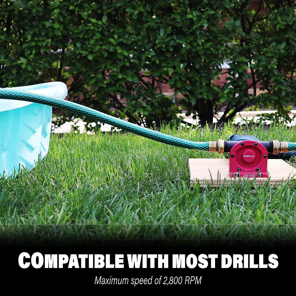 Milescraft 1314 Drill Pump 750 - Self Priming Water Pump Attachment For Drills - Water Transfer Pump - Uses Common Garden Hose - 750 Gallons Per Hour