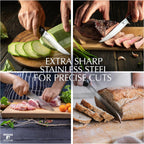 Moss & Stone 14 Pcs Knife Block Set Stainless Steel, Premium Forged Kitchen Knives Set with High-Carbon Blades, Ergonomic Handle, Sharp Blade, Rust Resistant, Modern Style for Home & Chef, Black