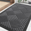 Smiry Front Door Mat Outside Entrance, Heavy Duty Outdoor Indoor Natural Rubber Doormat, Non Slip, Trap Dirt And Moisture, Easy Clean, Low Profile Patio Porch Entryway Mat, 29.5X17, Grey