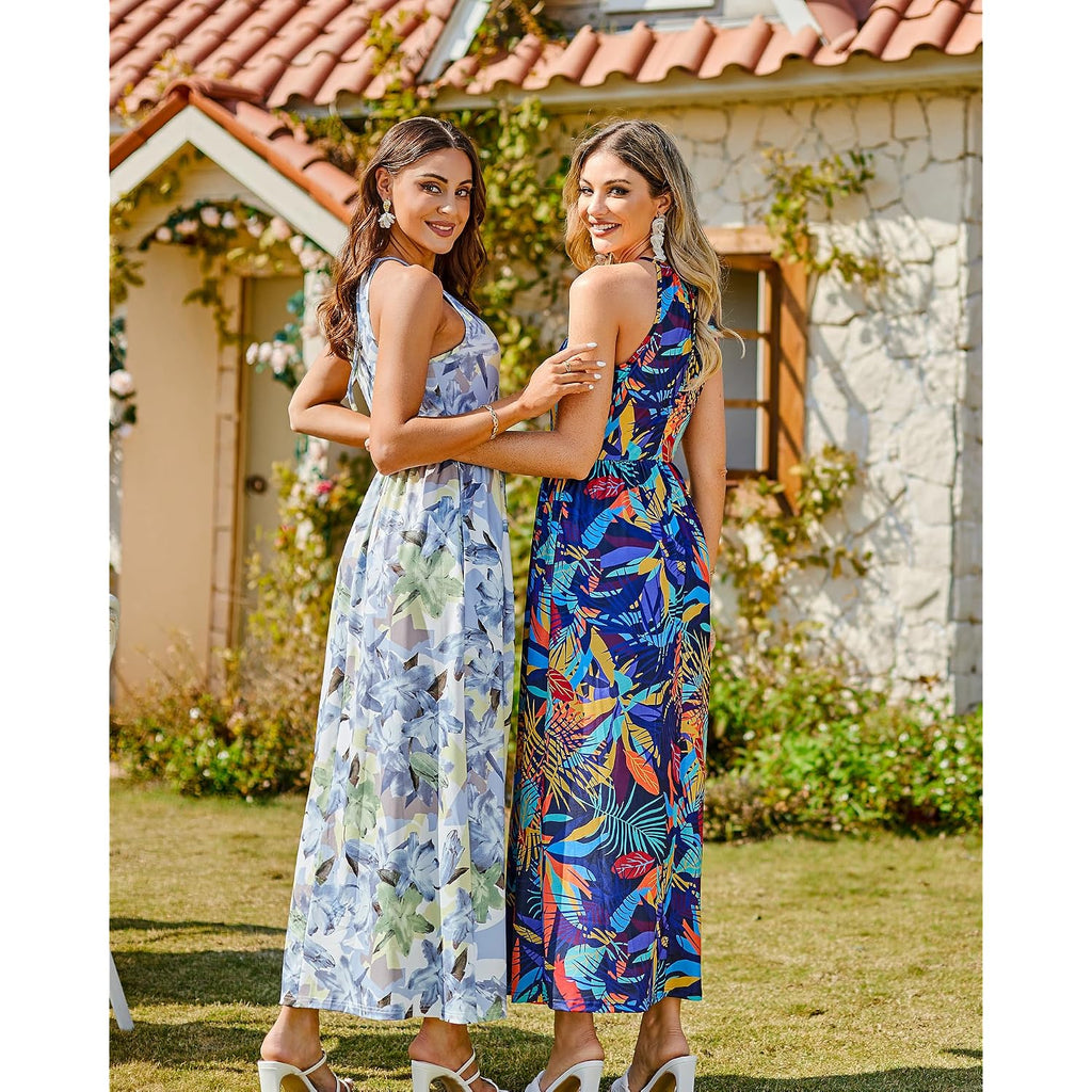 Kilig Women'S Summer Floral Beach Flowy Split Maxi Long Dresses