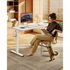 Flexispot En1 48"X24" One-Piece Standing Desk, White | 176 Lbs Capacity, Seamless Desktop, Home Office, 4 Memory Presets, Dual Monitor Setup, Anti-Collision