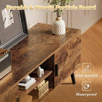 Superjare Tv Stand For 55 Inch Tv, Entertainment Center With Adjustable Shelf, 2 Cabinets, Tv Console Table, Media Console, Solid Wood Feet, Cord Holes, For Living Room, Bedroom, Rustic Brown