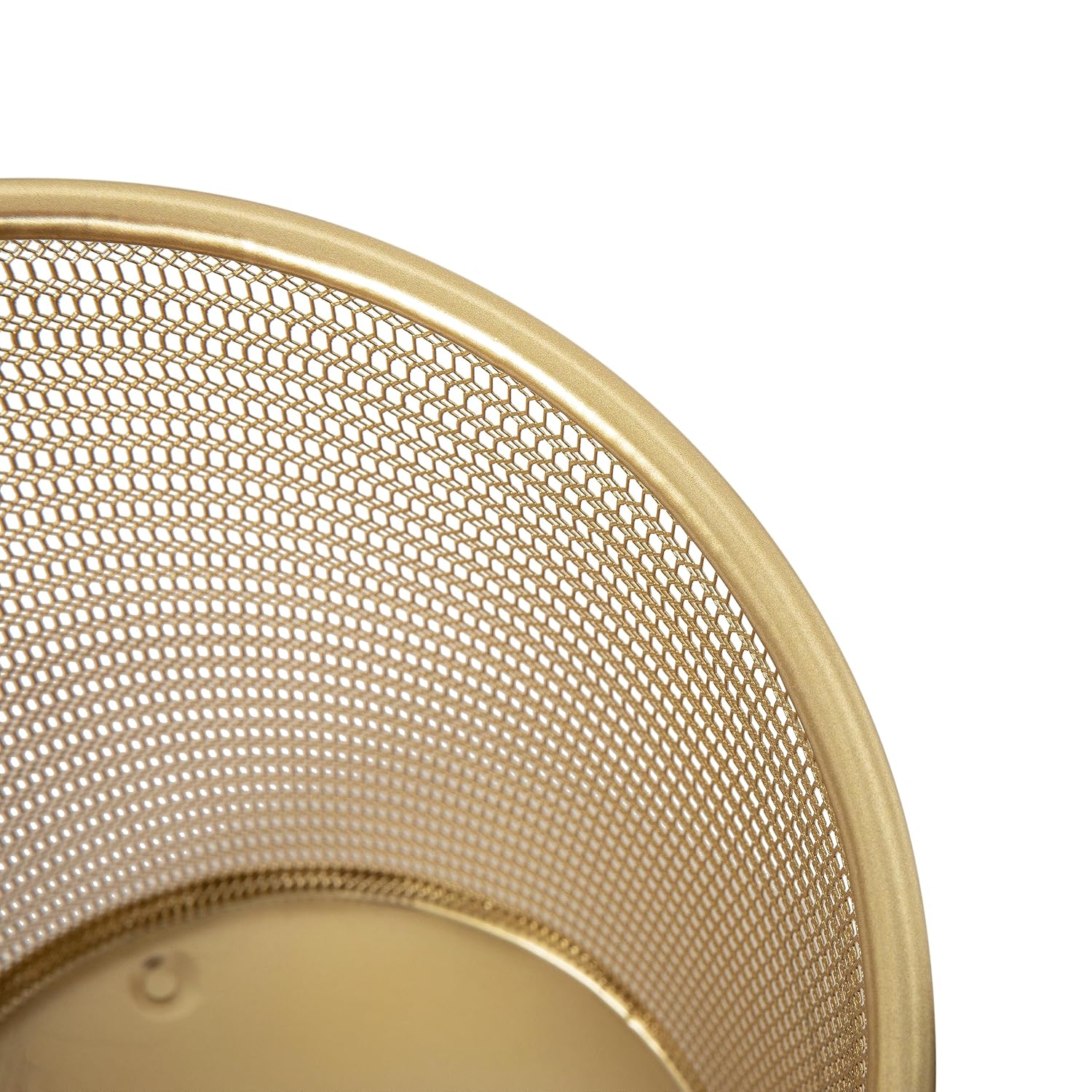 Martha Stewart Ryder Gold Mesh Metal Trash Can, 4.5 Gallon, Wastebasket For Office