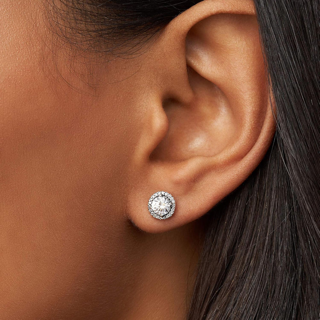 PANDORA Round Sparkle Stud Earrings - Classic Earrings for Women - Great Gift for Women - Made with Sterling Silver & Cubic Zirconia, With Gift Box