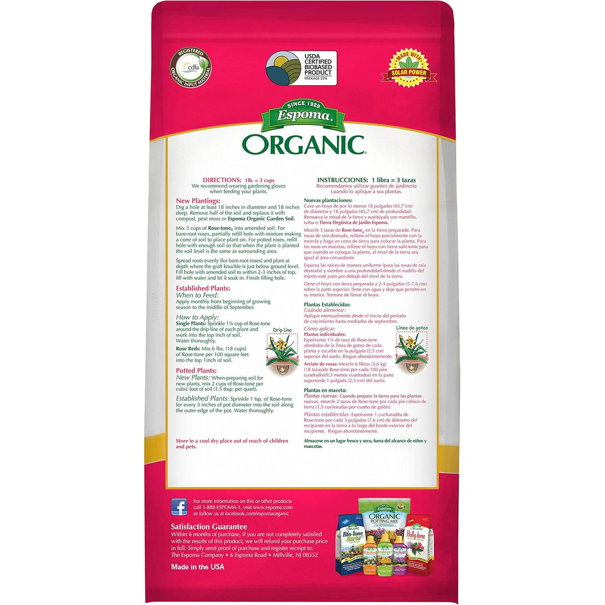 Espoma Organic Rose-Tone 4-3-2 Organic Fertilizer For All Types Of Roses And Other Flowering Plants. Promotes Vigorous Green Growth And Abundant Blooms. 4 Lb. Bag - Pack Of 2