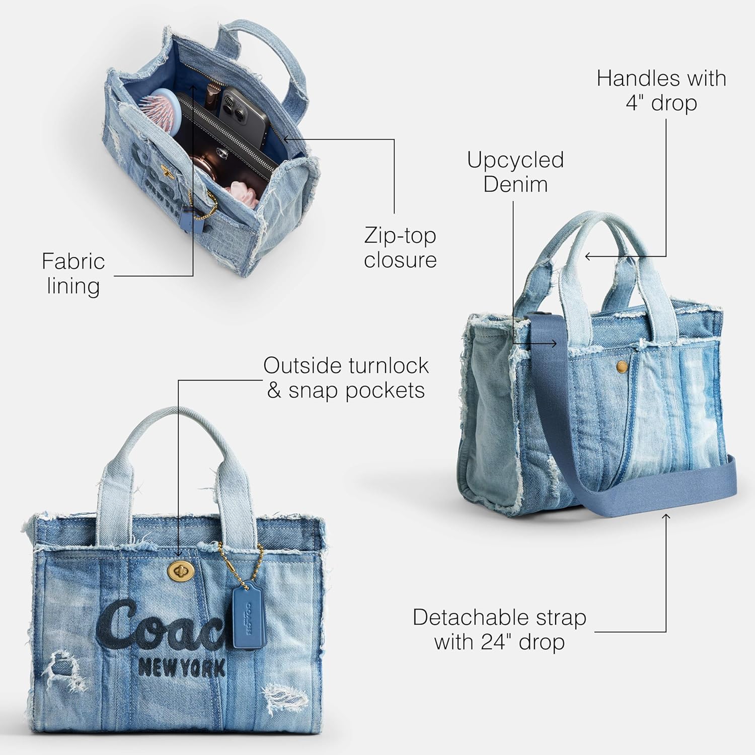 COACH Cargo Tote 26 in Upcycled Denim