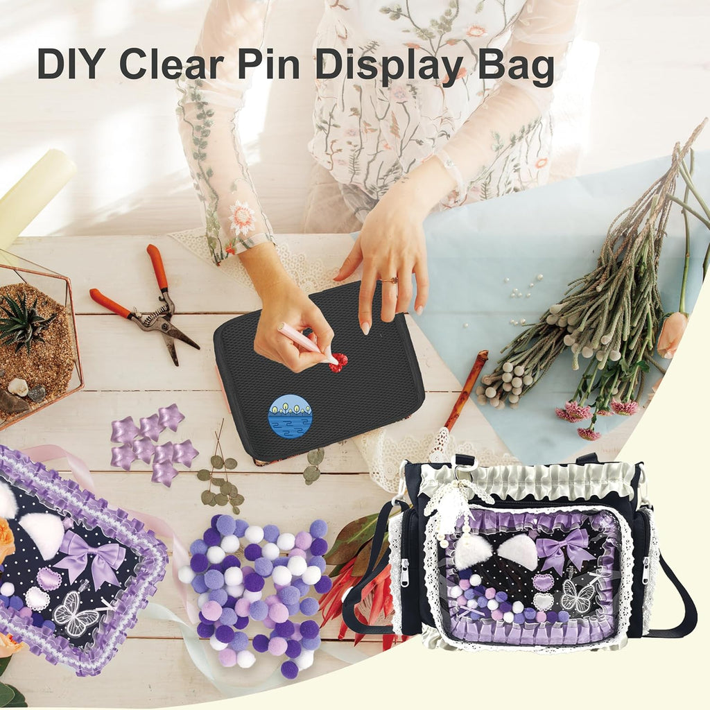 Ita Bag,DIY Clear Pin Display Bag with Insert and Accessories,Anime Kawaii Ita Crossbody Purse,Women Y2K Shoulder Bags