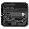 Purple Dragon Professional Japan 440C Hair Salon Cutting Shear And Barber Thinning Scissor Hairdressing Shear Set With Bag (Black, 6 Inch)