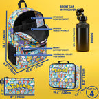 Get Trend Pokemon Boys Backpack 4 Piece Set | 18 In Bookbag With Insulated Lunch Bag, Zipped Pencil Case & Bpa-Free Water Bottle, Adjustable Padded Straps, Gifts For Boys