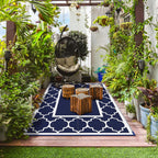 Genimo Outdoor Rug, Waterproof Plastic Rugs For Patio, 5'X8' Blue White | Outside Larger Modern Carpet Mat For Porch Decor, Deck, Balcony, Camping, Rv, Backyard, Picnic, Beach, Reversible, Foldable