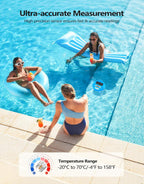 Poolleader Solar Powered Wireless Pool Thermometer With Dynamic Light Show | Dual Backlit Display For Easy Read, 650Ft Transmission, ±0.5℉ Accuracy, Ip68 Waterproof Pool Temperature Guage For Hot Tub