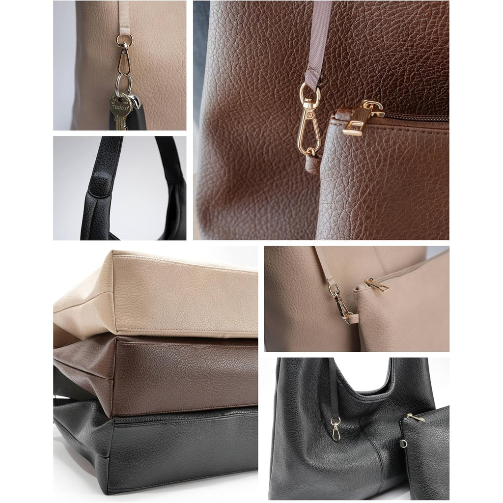 Cee & Dee Vegan Leather Hobo Bags For Women, Zippered Pocket, Slouchy Bag With Shoulder Strap, Hobo Purse Table Holder