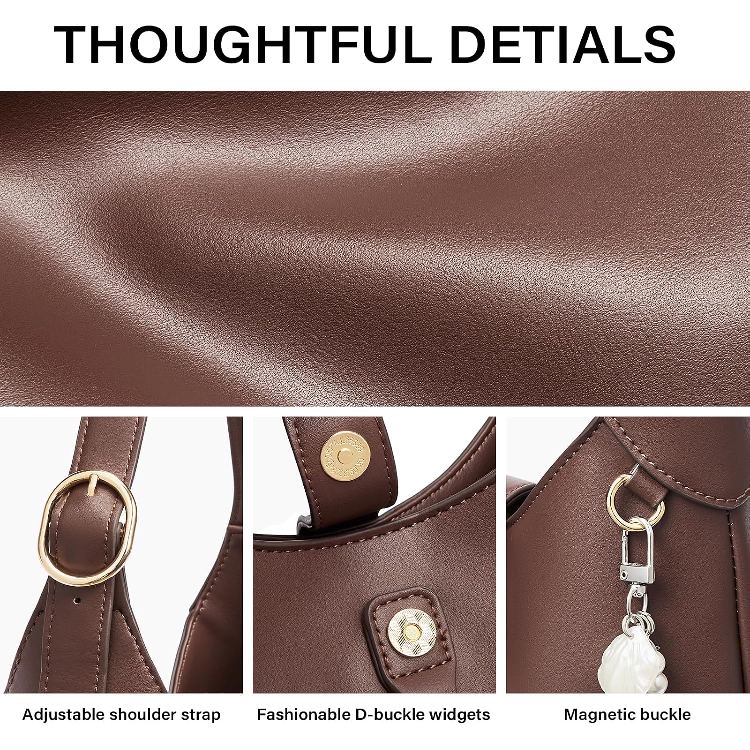 Cluci Womens Purses And Handbags, Soft Vegan Leather Hobo Bags With Adjustable Strap, Lightweight Slouchy Shoulder Bag