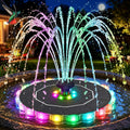 Solar Fountain, 2026 Upgrade 3.5W Solar Bird Bath Fountains With Colorful Ring Led Lights, 2000Mah Battery, 7 Nozzles And 4 Fixers, Solar Water Fountain Pump For Pond, Pool, Patio And Garden