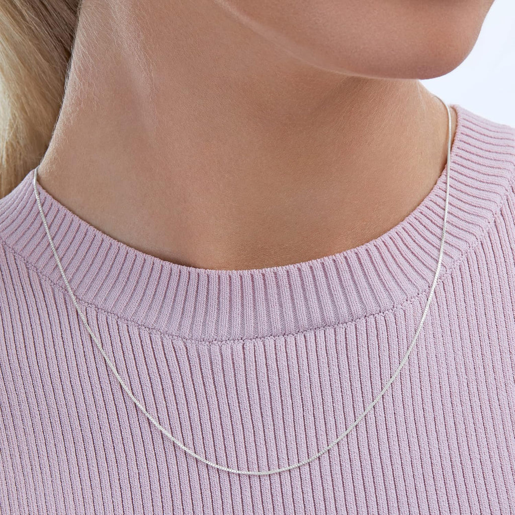 Amazon Essentials Sterling Yellow Gold or Silver Thin 0.8mm Box Chain Necklace