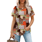 OFEEFAN Womens T Shirts Short Sleeve Pleated Dressy Casual Scooped Neck Summer Tops Blouses