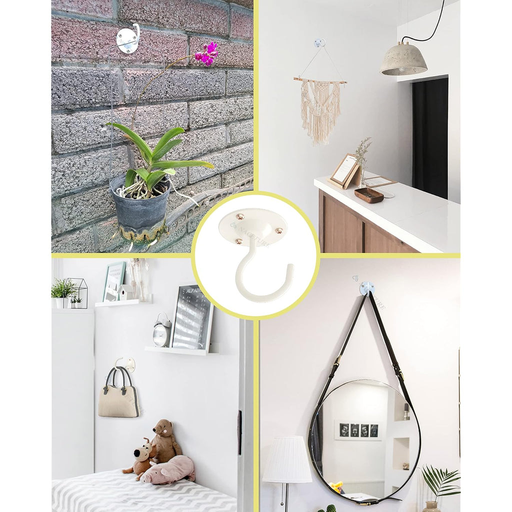 Heavy Duty Plant Ceiling Hooks, White, 3 Pack | Ideal For Hanging Plants, Lanterns, Wind Chimes, Flower Baskets And Other Indoor Or Outdoor Décor.