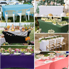 Obstal 6ft Stretch Black Spandex Table Cloth for Standard Folding Tables - 2 Pack Universal Rectangular Fitted Tablecloth Protector for Wedding, Trade Show, Vendor Stand