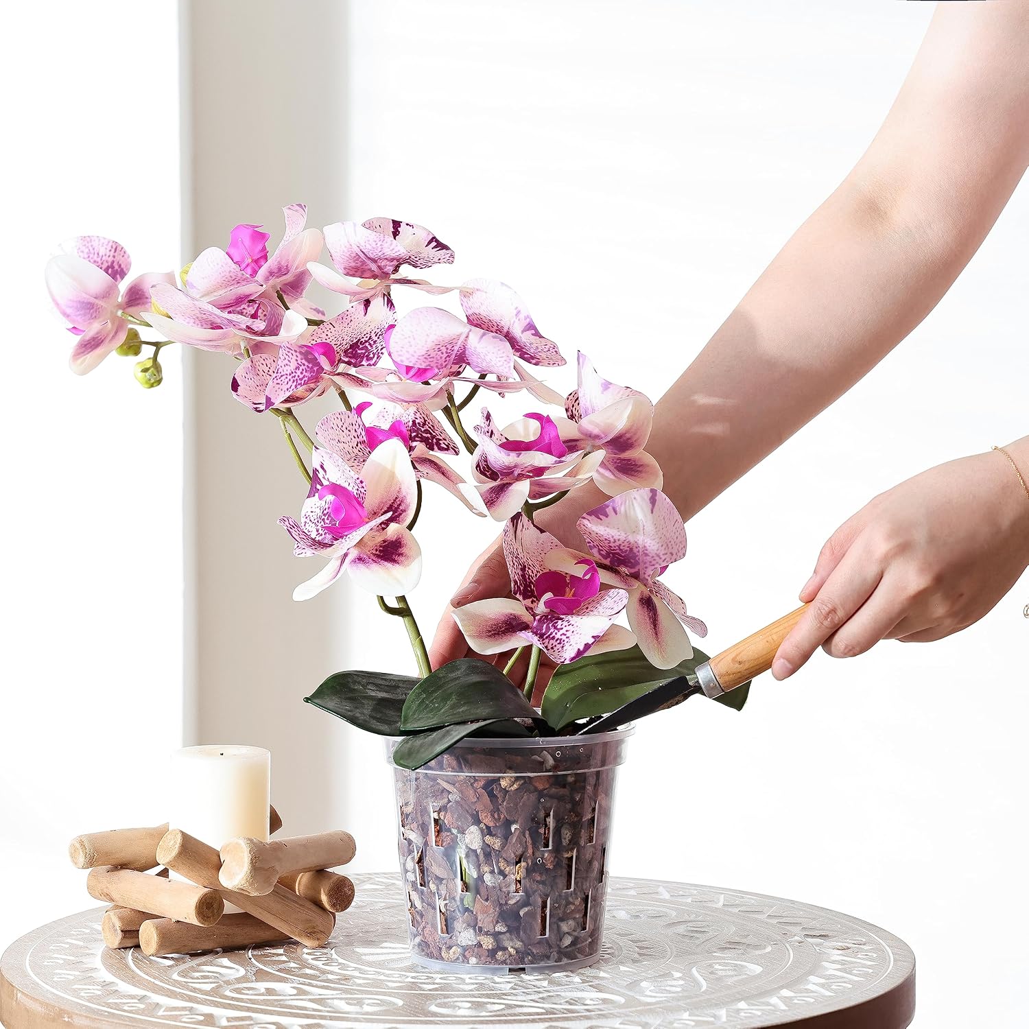 Truedays Orchid Pot – 4 Pack 5 Inch Clear Orchid Pots With Drainage Holes For Repotting – Ideal For Healthy Root Growth – Sturdy Plastic Plant Pot For Indoor & Outdoor Plants