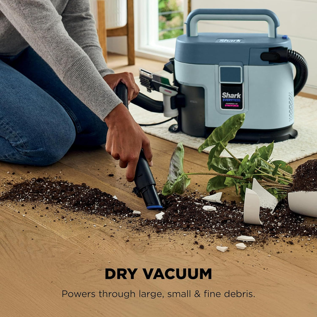 Shark Everymess Ultra-Powerful 3-In-1 Wet Vac, Dry Vac, & Stain Eliminator With Stainforce Technology, Perfect For Homes, Pets, And Cars, 4 Accessories And Cleaning Solution, Gray, Vx101