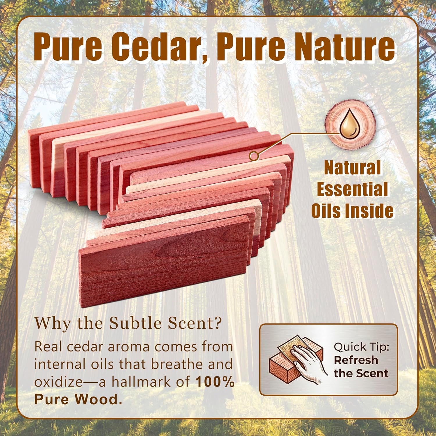 Cedar Blocks For Closet Storage,100% Aromatic Red Ceder Blocks Cedar Planks Chips 16Pcs For Closet Drawers 100% Natural Wood Chips