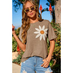 Dokotoo Summer Tops for Women 2026 Flower Embroidery Short Sleeve T-Shirts Crewneck Casual Loose Basic Tee Blouses