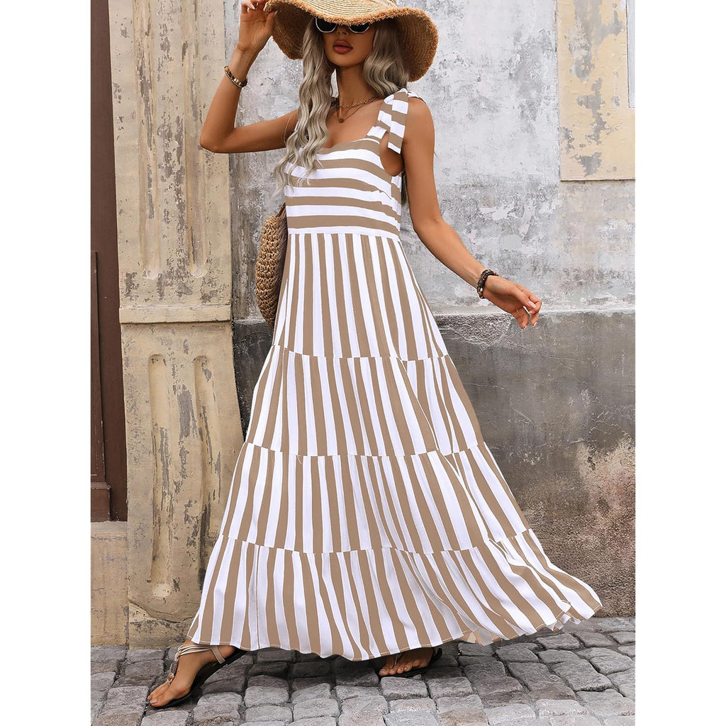 Prettygarden Women Dresses 2026 Summer Floral Sleeveless Maxi Dress Casual Spaghetti Strap Tiered Flowy Beach Long Dress
