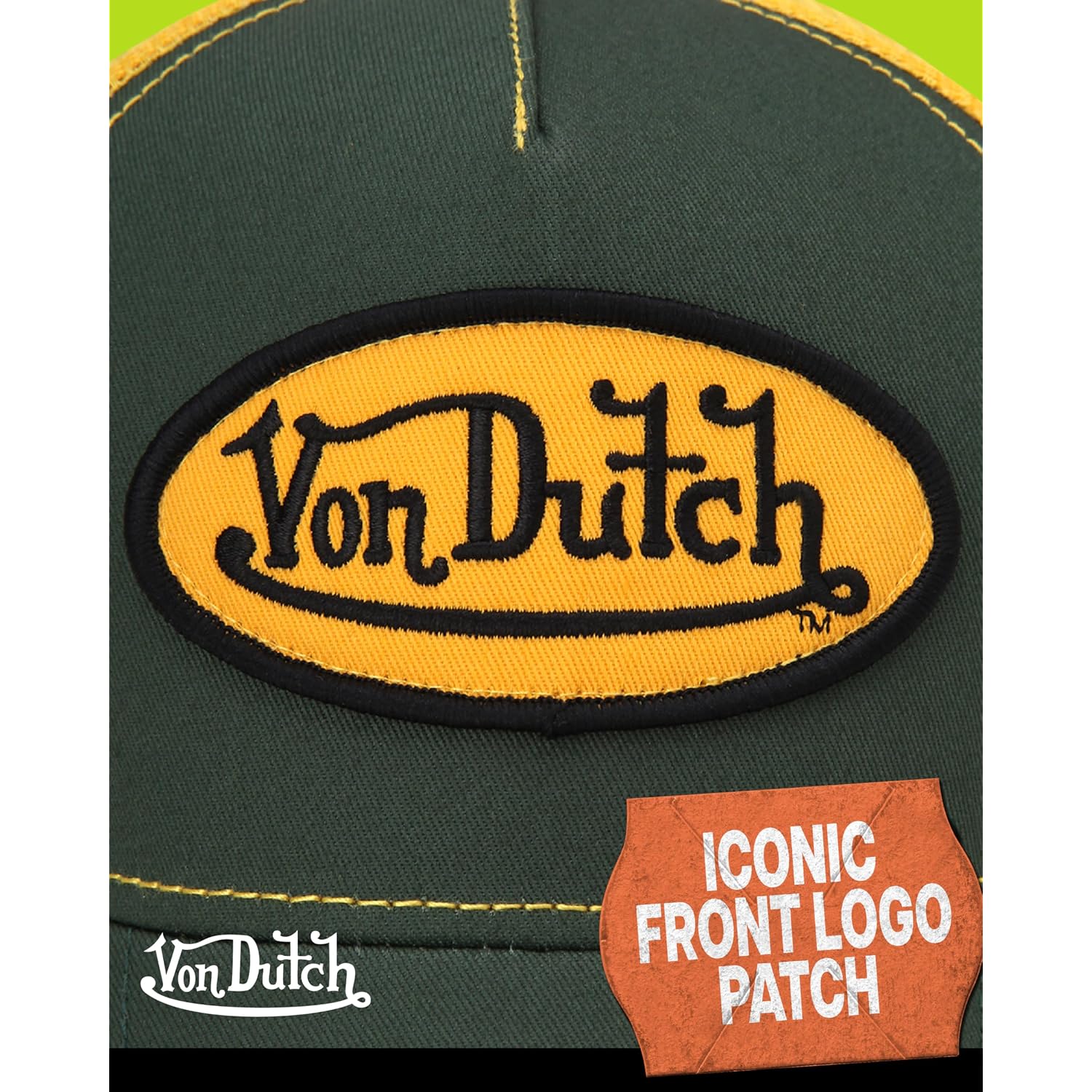 Von Dutch Unisex Trucker Hat - Curved Bill Mesh Back Retro Classic Colorblock Snapback Baseball Cap for Men and Women Veranda