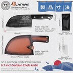 Xyj Authentic Since 1986,Outstanding Ancient Forging,6.7 Inch Full Tang,Serbian Chefs Knife,Chef Meat Cleaver,Kitchen Knives,Set With Leather Sheath,Take Carrying,Butcher