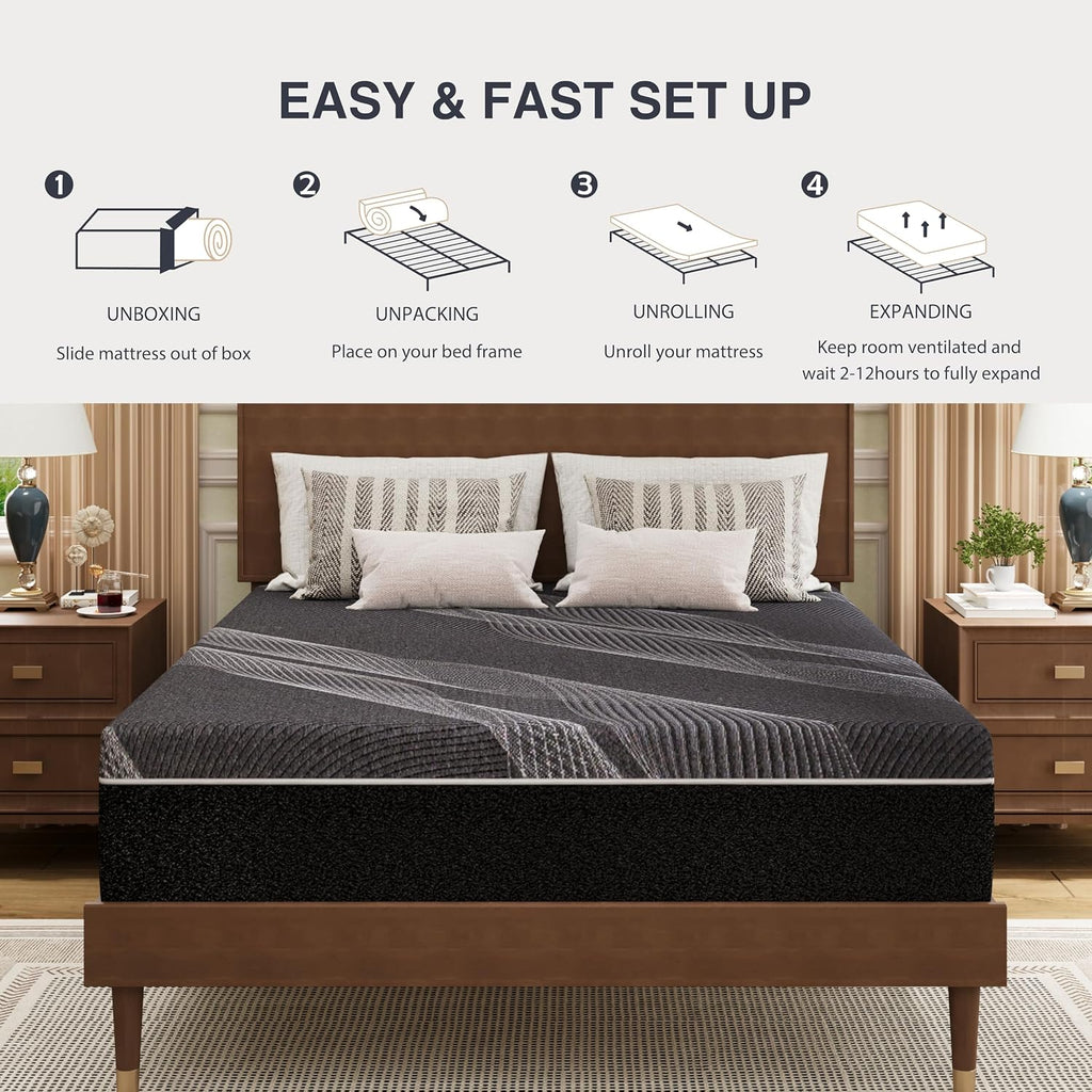 Dyonery Queen Size Mattress 10 Inch Gel Memory Foam Medium